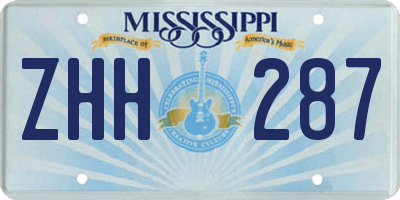 MS license plate ZHH287