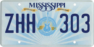 MS license plate ZHH303