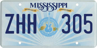 MS license plate ZHH305