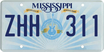 MS license plate ZHH311