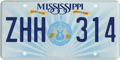 MS license plate ZHH314