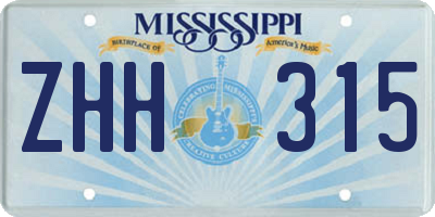MS license plate ZHH315