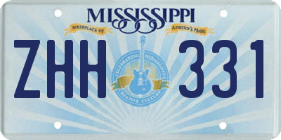 MS license plate ZHH331