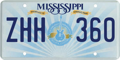 MS license plate ZHH360
