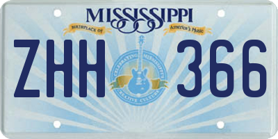 MS license plate ZHH366
