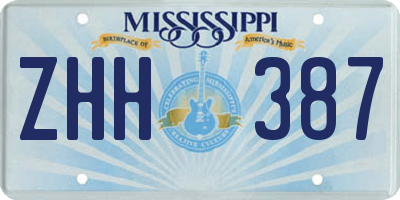 MS license plate ZHH387