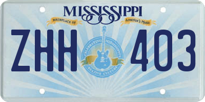 MS license plate ZHH403
