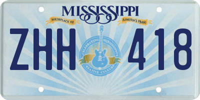 MS license plate ZHH418