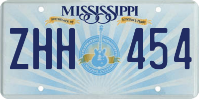 MS license plate ZHH454