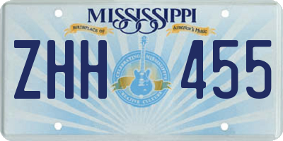 MS license plate ZHH455