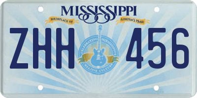 MS license plate ZHH456