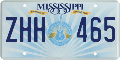 MS license plate ZHH465