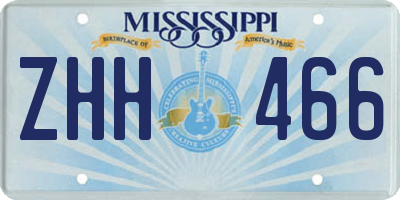 MS license plate ZHH466