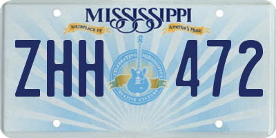 MS license plate ZHH472