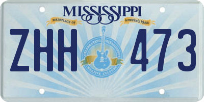 MS license plate ZHH473