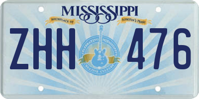 MS license plate ZHH476