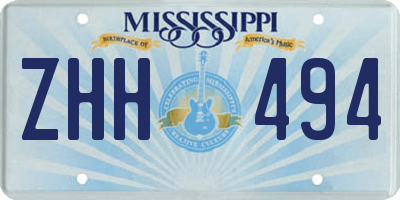 MS license plate ZHH494