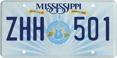 MS license plate ZHH501