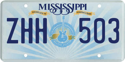 MS license plate ZHH503