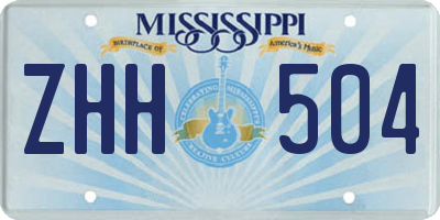 MS license plate ZHH504