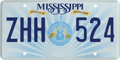 MS license plate ZHH524