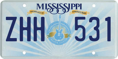 MS license plate ZHH531