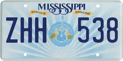 MS license plate ZHH538