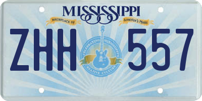 MS license plate ZHH557