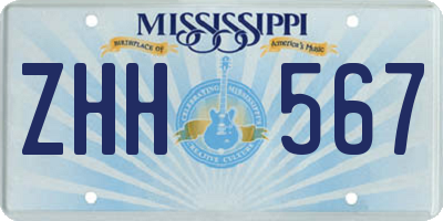 MS license plate ZHH567