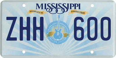 MS license plate ZHH600