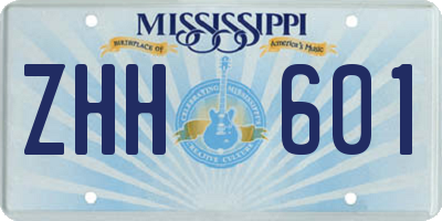 MS license plate ZHH601