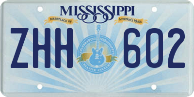 MS license plate ZHH602