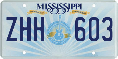 MS license plate ZHH603
