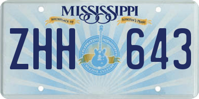 MS license plate ZHH643