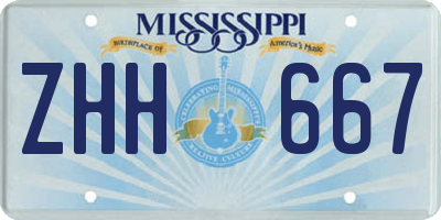 MS license plate ZHH667