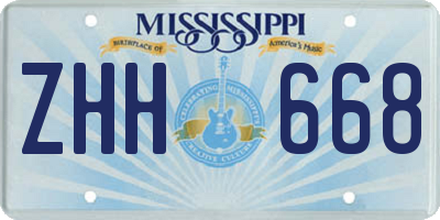 MS license plate ZHH668