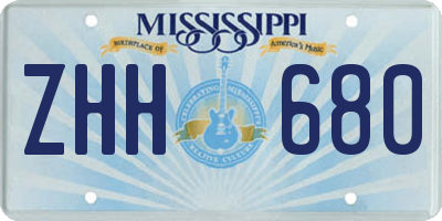 MS license plate ZHH680