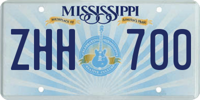MS license plate ZHH700
