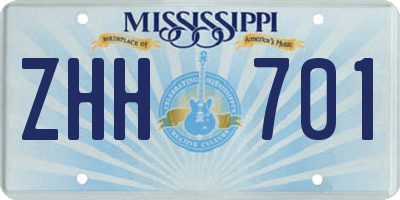 MS license plate ZHH701
