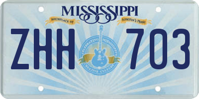 MS license plate ZHH703