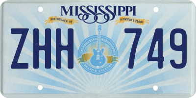 MS license plate ZHH749
