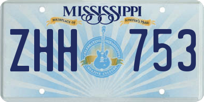 MS license plate ZHH753