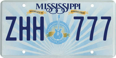 MS license plate ZHH777