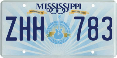 MS license plate ZHH783