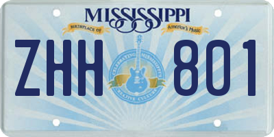 MS license plate ZHH801