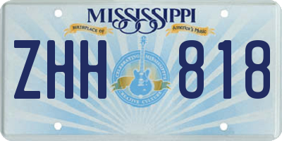 MS license plate ZHH818
