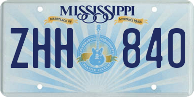 MS license plate ZHH840