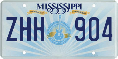 MS license plate ZHH904