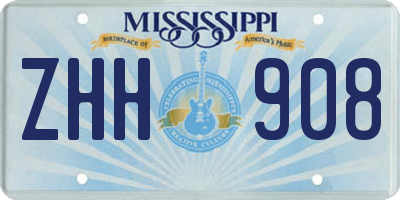 MS license plate ZHH908