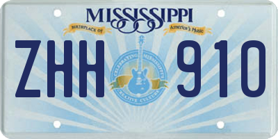 MS license plate ZHH910